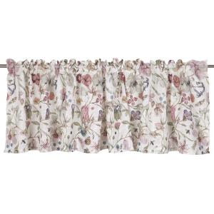 Gardinkappa ALMA med rosa blommor på offwhite bottenfärg