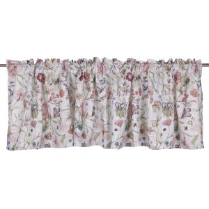 Gardinkappa ALMA med rosa blommor på ljusblå bottenfärg