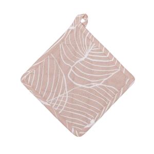 Grytlapp TILDA med vita ritade blad på rosa bottenfärg