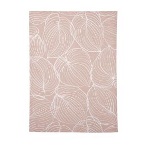 Kökshandduk TILDA med vita ritade blad på rosa bottenfärg