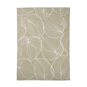 Kökshandduk TILDA med vita ritade blad på ljusgrön bottenfärg