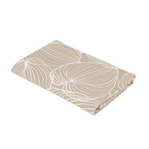 Duk TILDA med vita ritade blad på linnefärgad botten