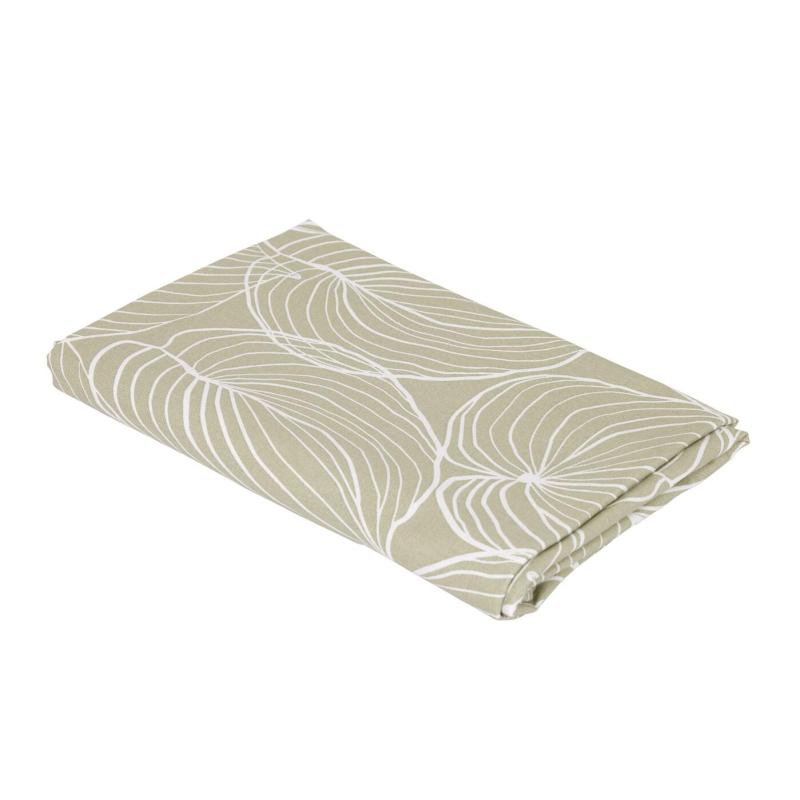 Duk TILDA med vita ritade blad på ljusgrön bottenfärg