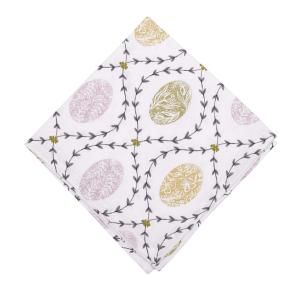 Servett AGDA med söta ägg i rosa, grönt och gult och slingrande bladrankor