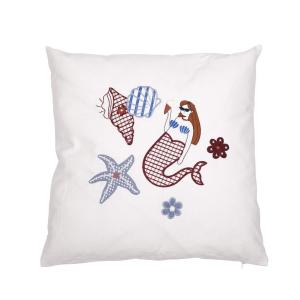 Kuddfodral MAJSAN med marint motiv i blått och brunt