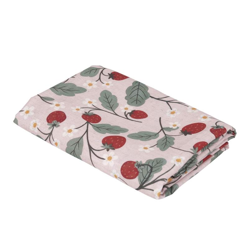 Fyrkantig Duk JORDGUBBE med röda jordgubbar på rosa bottenfärg