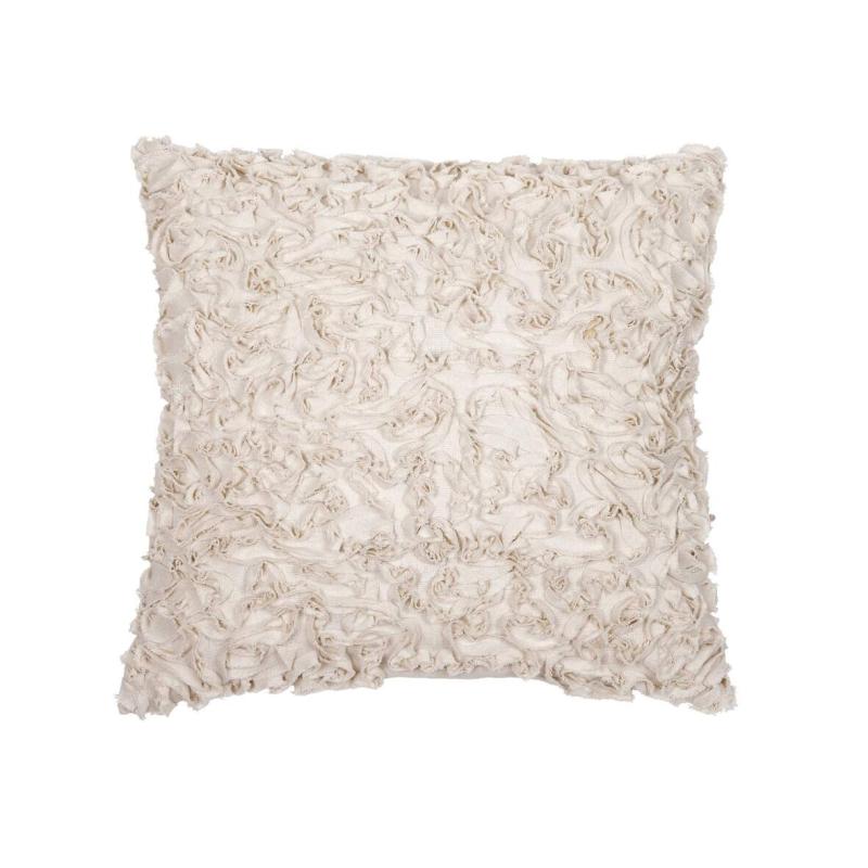 Kuddfodral INSE med klippta remsor i ett virrvarr mönster i offwhite