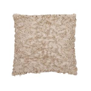 Kuddfodral INSE med klippta remsor i ett virrvarr mönster, sandfärgad