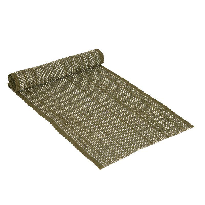 Bordslöpare TIM, vävda ränder i tvåfärgat garn i retrostil i mörkgrönt, stl.35x120cm