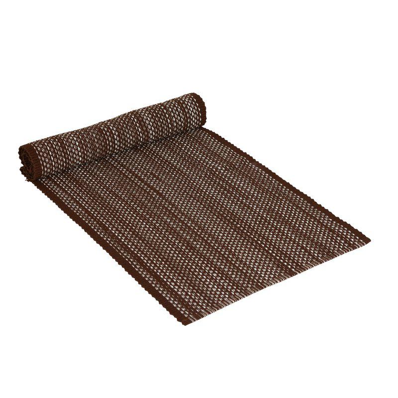 Bordslöpare TIM, vävda ränder i tvåfärgat garn i retrostil i kaffebrunt, stl.35x120cm