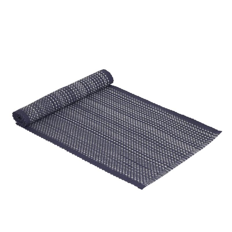 Bordslöpare TIM, vävda ränder i tvåfärgat garn i retrostil i marinblått, stl.40x140cm