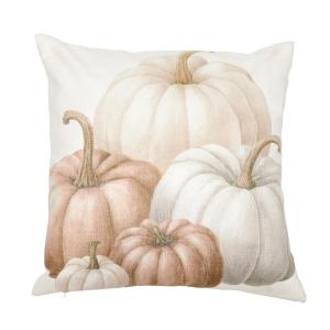 Kuddfodral PUMKIN med pumpor i ljusa rostfärger på offwhite bottenfärg