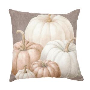 Kuddfodral PUMKIN med pumpor i ljusa rostfärger på ljusbrun bottenfärg