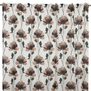 Gardin MISCHA med blommor i bruna toner på offwhite bottenfärg