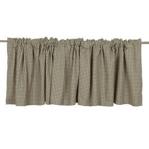 Gardinkappa METTE, smårutig i grönt och offwhite