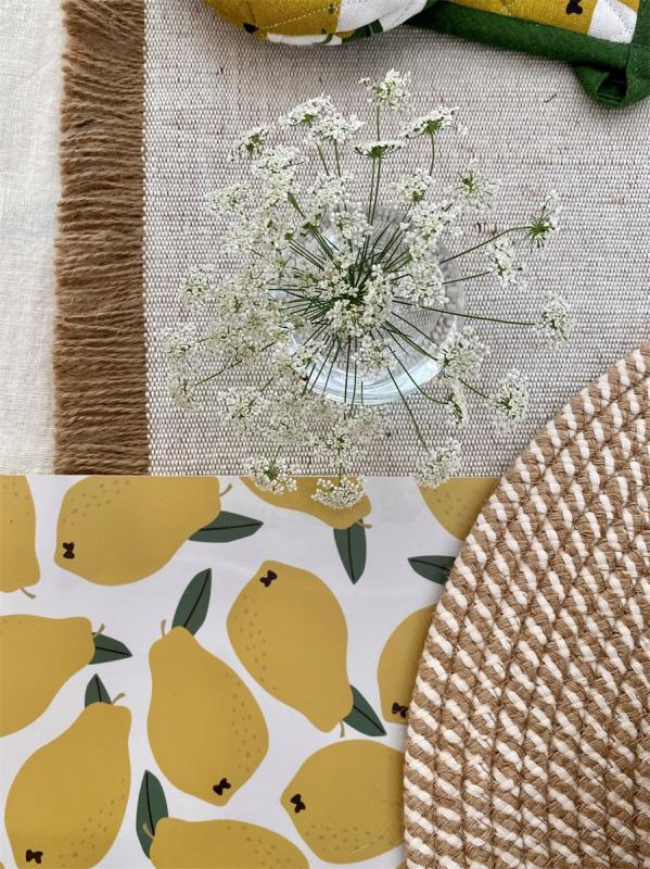 Bordstablett, tallriksunderlägg CITRON i plast med gula citroner