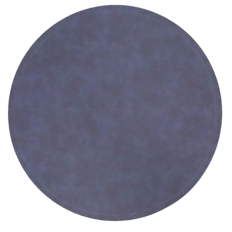 Tablett VEJBY 38 cm rund skinnimitation, blå
