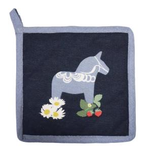 Grytlapp ORSA 20x20 cm, dalahäst, marin