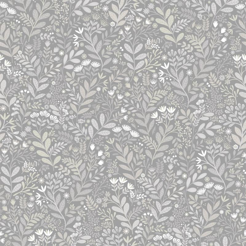 CTC Metervara HAGE, blommor och blad, avtorkningsbar, bredd 138 cm, grå, beige
