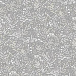 CTC Metervara HAGE, blommor och blad, avtorkningsbar, bredd 138 cm, grå, beige