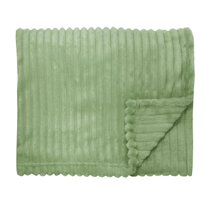 Pläd BALOO, 130x170 cm, enfärgad med ribbad struktur, ljusgrön