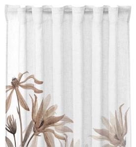 Gardin DENICE stl. 2x140x250 cm, stormönstrad med blommotiv i vitt och linne
