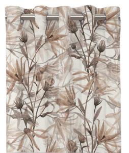 Gardin DENICE stl. 2x140x240 cm, blommönster i linne på vit botten