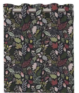 Gardinlängd EKBACKEN stl. 2x140x240 cm, olika löv på plommonfärgad botten