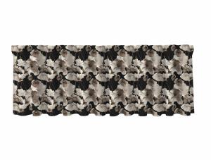 Gardinkappa ALICE stl. 50x250 cm, blommor i beige på svart botten
