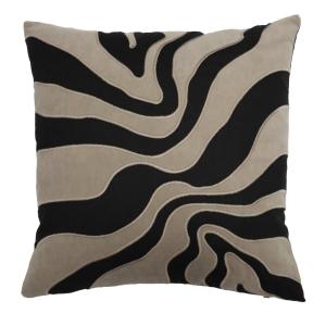 Kuddfodral TIBOR stl. 45x45 cm, zebramönster, linne och svart