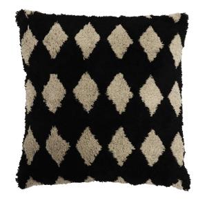 Kuddfodral ADAM stl. 45x45 cm, tuftad harlekin ruta, linne och svart