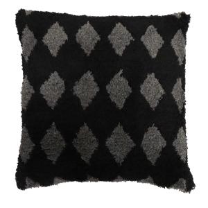 Kuddfodral ADAM stl. 45x45 cm, tuftad harlekin ruta, grå och svart