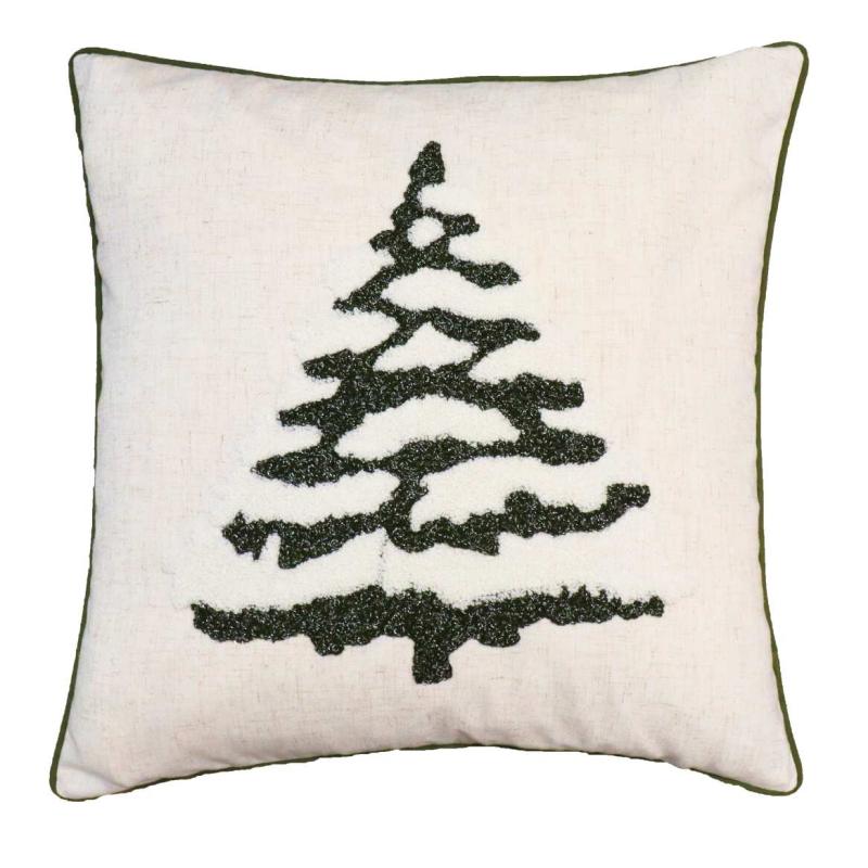 Kuddfodral CHRISTMAS TREE stl. 45x45 cm, linne, grön