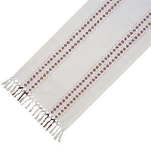 Löpare David, vävd med broderade stjärnor, frans i kortsidan Stl. 35x120 cm, vit