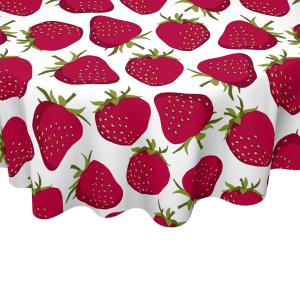 Rund Vaxduk med röda jordgubbar, diameter 140cm