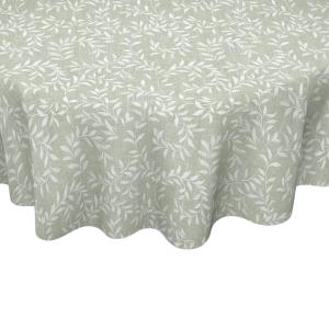 Rund Vaxduk SMALL LEAF, små vita löv på grön botten, diameter 140cm