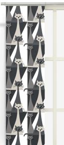 Panelgardin Kitty, tuffa katter, Stl. 2st 43x240cm, grå
