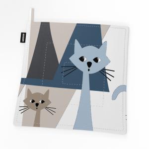 Grytlapp Kitty, tuffa katter, Stl. 22x22 cm, blå