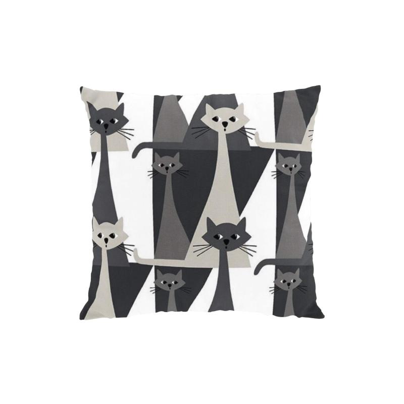 Kuddfodral Kitty, tuffa katter, Stl. 47x47cm, grå