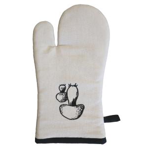 Grillvante Svamp, broderad svamp och svart kantband, Stl. 18x32 cm, Linne