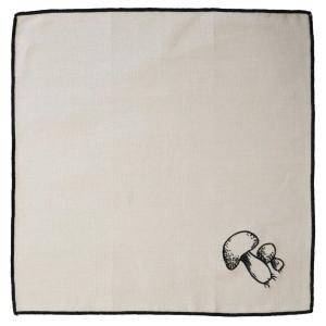 Servett Svamp, broderad svart svamp, Stl. 40x40 cm , Linne