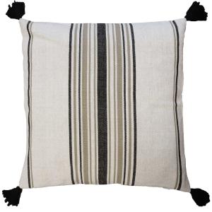 Kuddfodral SUNNE stl. 45x45 cm, randigt med tofsar, svart