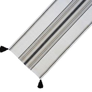 Löpare SUNNE stl. 35x120 cm, randig med tofsar, svart