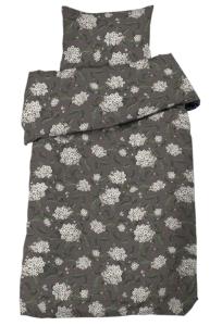 Bäddset CASIMIR med stora vita Hortensior på grå botten