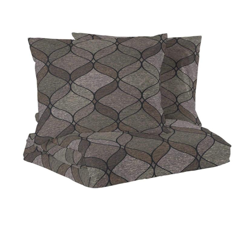 Bäddset kingsize MIRAMAR 3-dels, stl. 220x210, 2x50x60 cm med ett vågmönster, mullvad