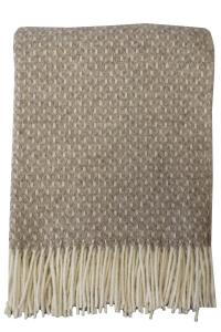 Ullpläd Belfast, tvåfärgat ullgarn med frans, Stl. 130x170 cm , Beige