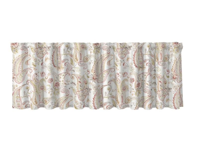 Gardinkappa Paisley, med multiband, stort paislymönster i linnelook. Stl. 50x250 cm, Rosa
