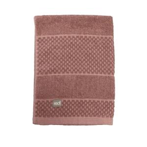 Frotte Spa, enfärgad handduk med randning och rutmönster, Stl. 50x70 cm, Rosa