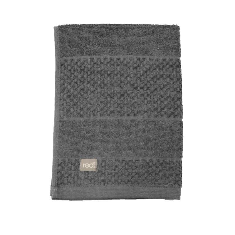 Frotte Spa, enfärgad handduk med randning och rutmönster, Stl. 50x70 cm, Grå