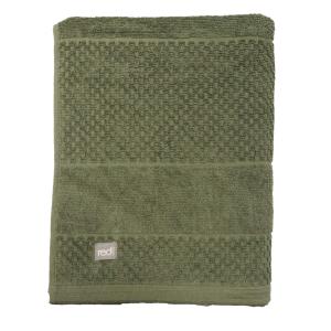 Frotte Spa, enfärgad handduk med randning och rutmönster, Stl. 90x150 cm, Grön